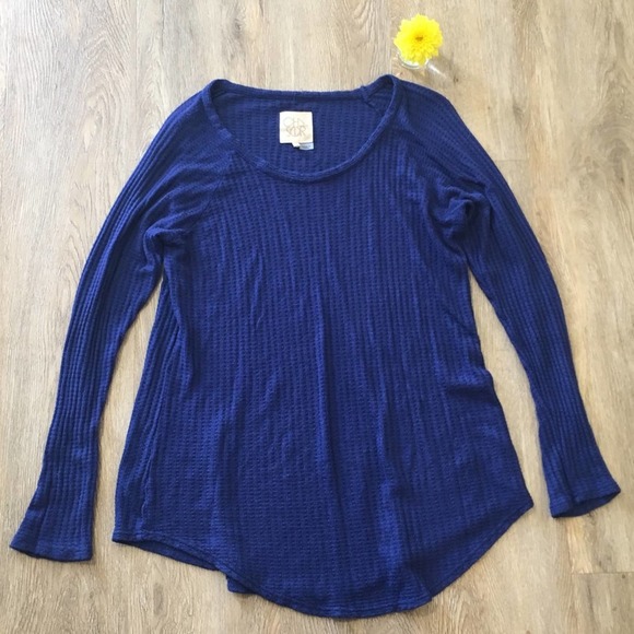 Chaser Tops - Chaser Size Large Cobalt Blue Thermal Long Sleeve